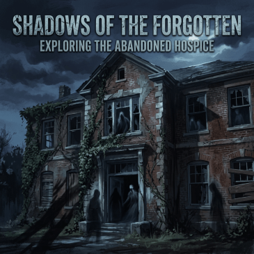 Abandoned building with paranormal shadows and title text